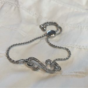 Jane Seymour Open Heart Bolo Bracelet Diamond Accents Sterling silver 9.5”
